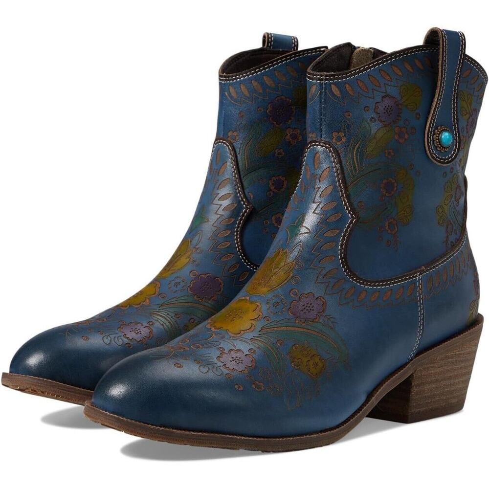 L'Artiste by Spring Step Womens Galop Western Ankle Boots -- Blue NEW